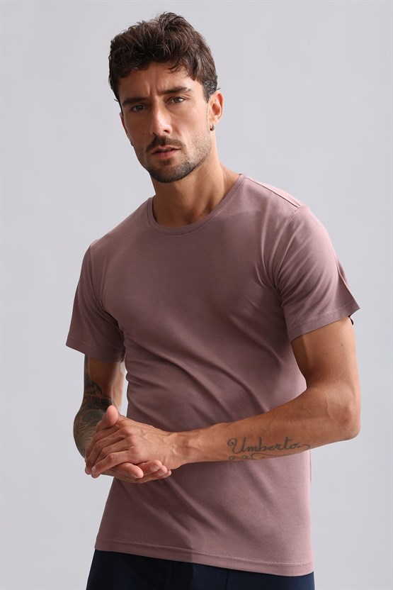 Mısırlı BAMBU HERCULES Slim Fit Bisiklet Yaka Fanila / T-Shirt Lavender