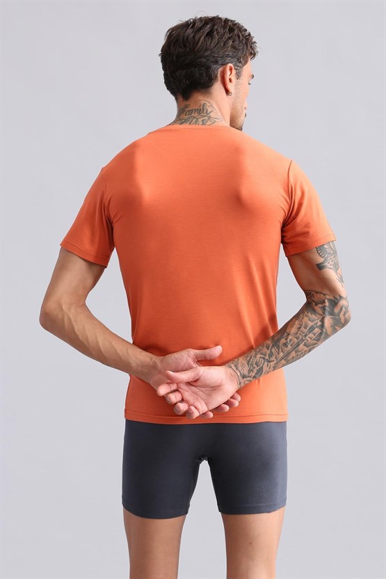 Mısırlı BAMBU HERCULES Slim Fit Bisiklet Yaka Fanila / T-Shirt Pas Kırmızı