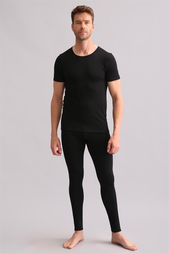 Mısırlı BAMBU TERMAL Bisiklet Yaka Fanila / T-Shirt Siyah