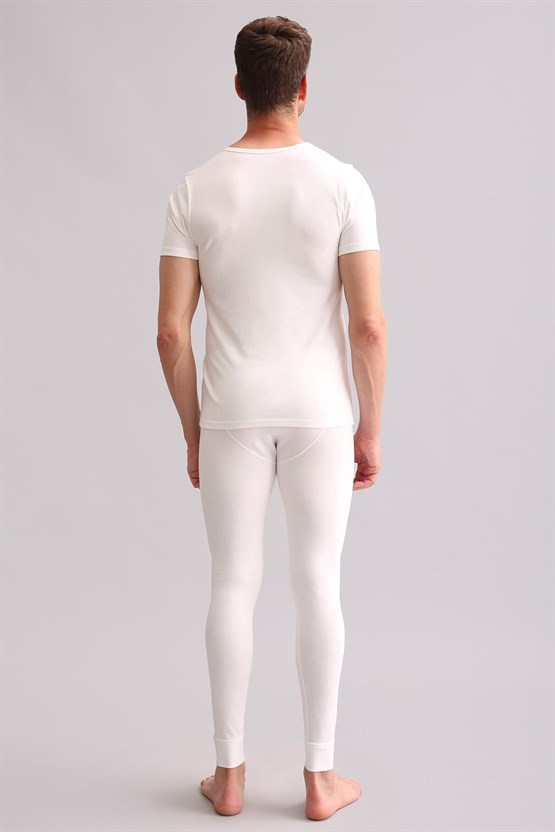 Mısırlı BAMBU TERMAL Bisiklet Yaka Fanila / T-Shirt Ekru