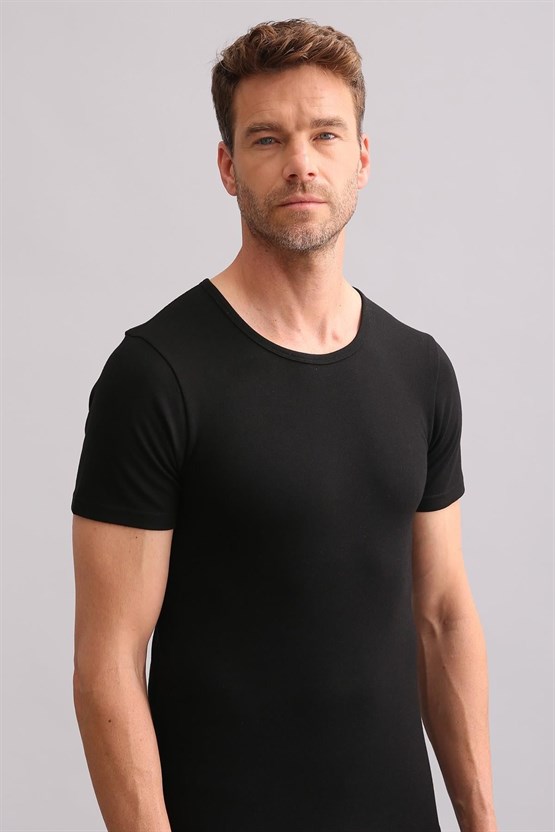 Mısırlı BAMBU TERMAL Bisiklet Yaka Fanila / T-Shirt Siyah