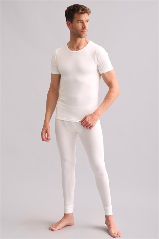 Mısırlı BAMBU TERMAL Bisiklet Yaka Fanila / T-Shirt Ekru