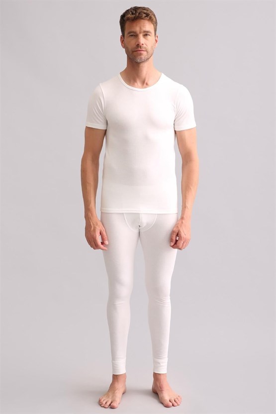 Mısırlı BAMBU TERMAL Bisiklet Yaka Fanila / T-Shirt Ekru