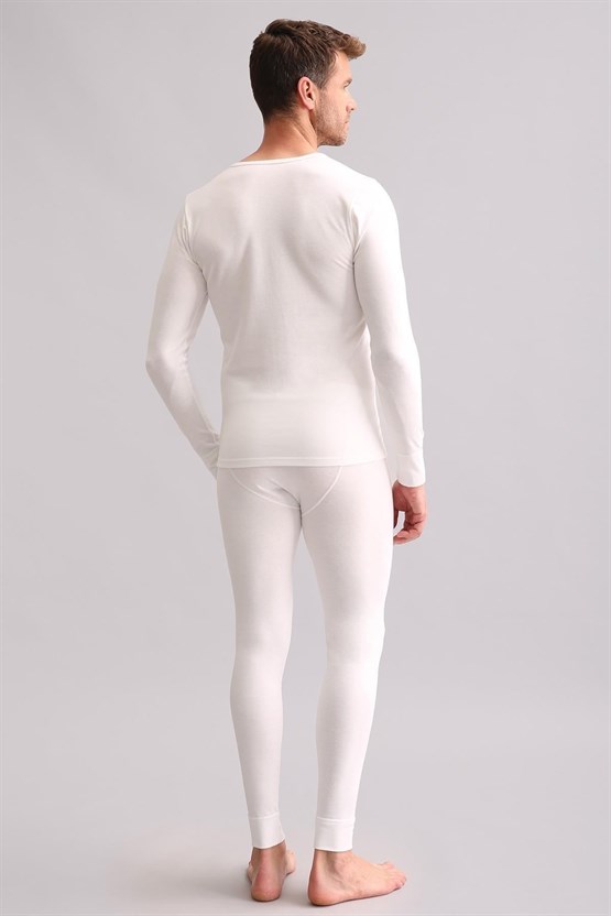 Mısırlı BAMBU TERMAL Bisiklet Yaka Uzun Kollu Fanila / Sweatshirt Ekru