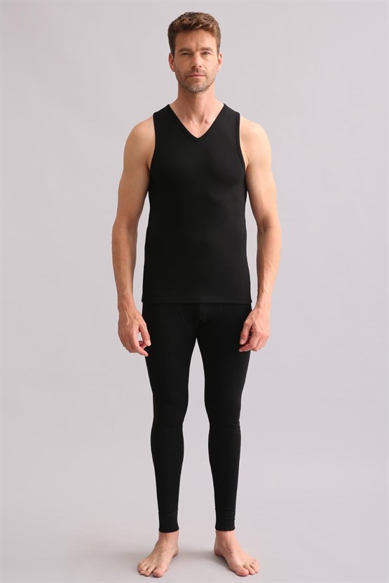 Mısırlı BAMBU TERMAL V Yaka Sporcu Atlet / T-Shirt Siyah