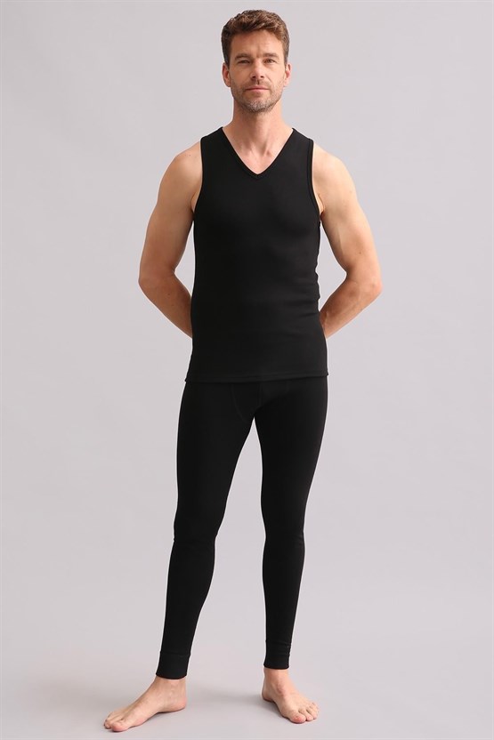 Mısırlı BAMBU TERMAL V Yaka Sporcu Atlet / T-Shirt Siyah