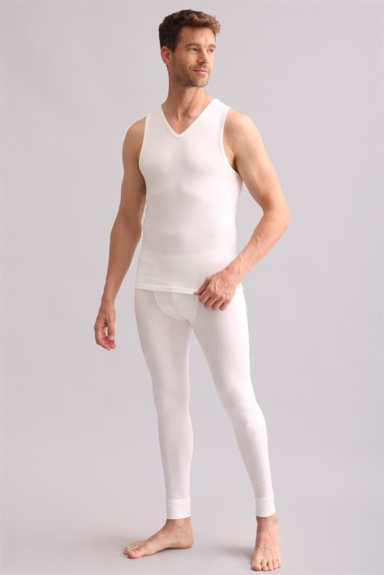 Mısırlı BAMBU TERMAL V Yaka Sporcu Atlet / T-Shirt Ekru