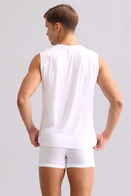 Mısırlı BAMBU ZEUS LUXURY Regular Fit Bisiklet Yaka Sporcu Atlet / T-Shirt Beyaz