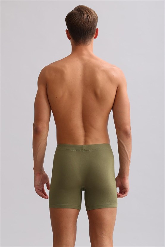 Mısırlı BAMBU ZEUS LUXURY Regular Fit Metal Armalı Long Boxer Haki Zeytin