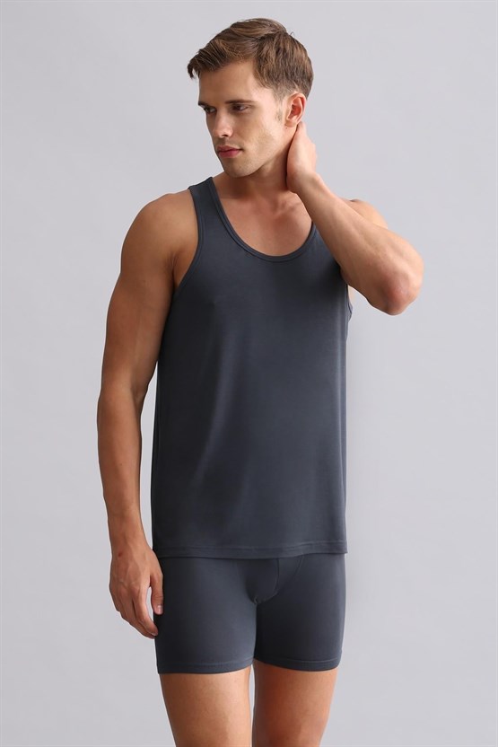 Mısırlı BAMBU ZEUS Regular Fit Basic Atlet / T-Shirt Antrasit