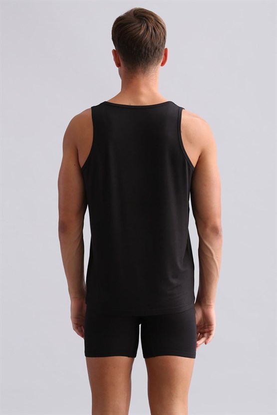 Mısırlı BAMBU ZEUS Regular Fit Basic Atlet / T-Shirt Siyah