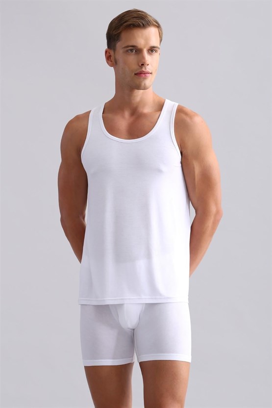 Mısırlı BAMBU ZEUS Regular Fit Basic Atlet / T-Shirt Beyaz