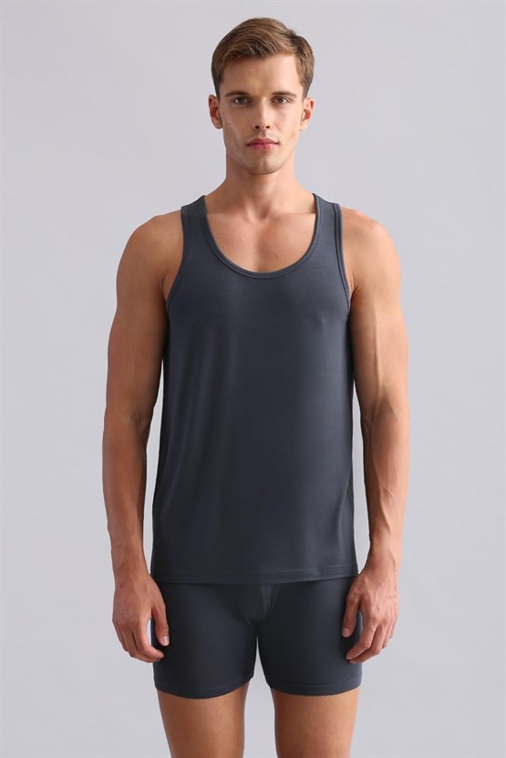 Mısırlı BAMBU ZEUS Regular Fit Basic Atlet / T-Shirt Antrasit