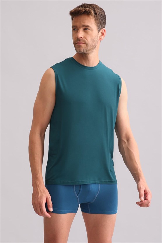 Mısırlı BAMBU ZEUS Regular Fit Bisiklet Yaka Sporcu Atlet / T-Shirt Fit Green