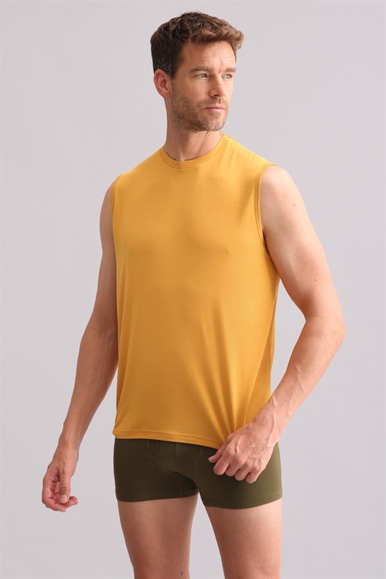 Mısırlı BAMBU ZEUS Regular Fit Bisiklet Yaka Sporcu Atlet / T-Shirt Hardal