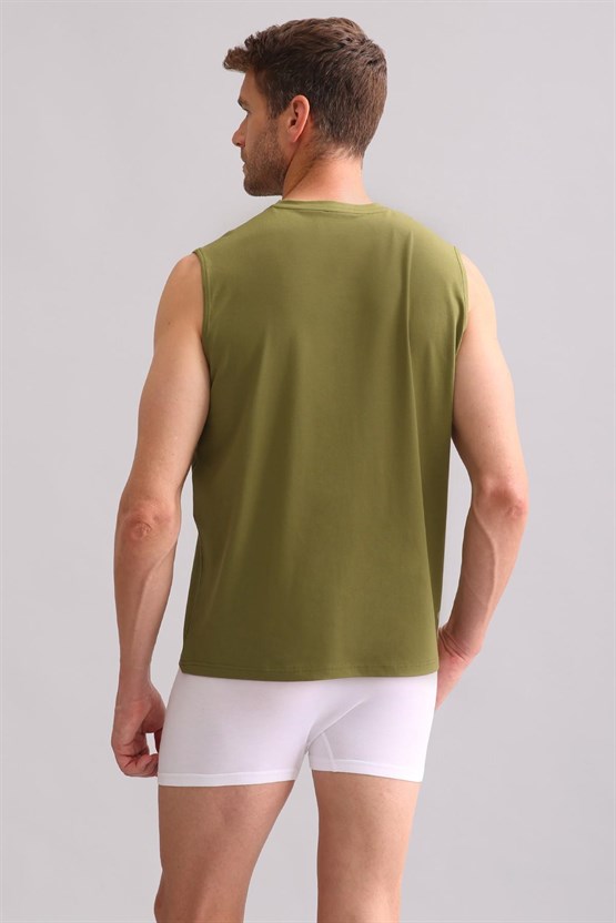 Mısırlı BAMBU ZEUS Regular Fit Bisiklet Yaka Sporcu Atlet / T-Shirt Haki Yeşil