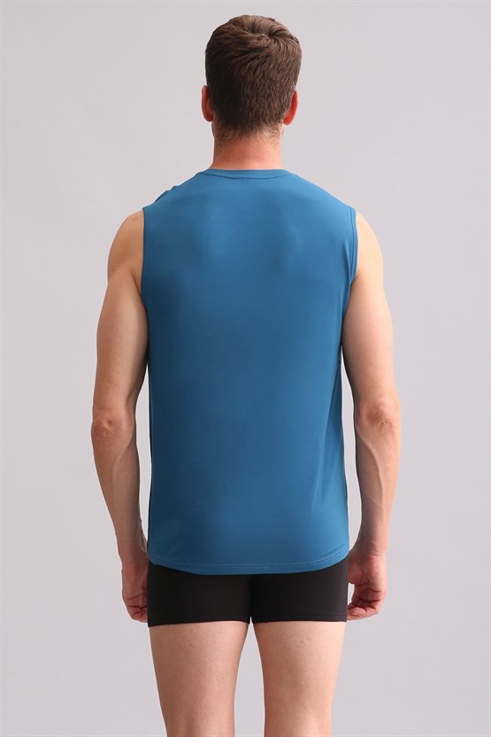 Mısırlı BAMBU ZEUS Regular Fit Bisiklet Yaka Sporcu Atlet / T-Shirt Petrol Mavi