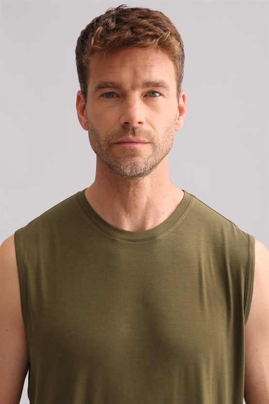 Mısırlı BAMBU ZEUS Regular Fit Bisiklet Yaka Sporcu Atlet / T-Shirt Koyu Haki