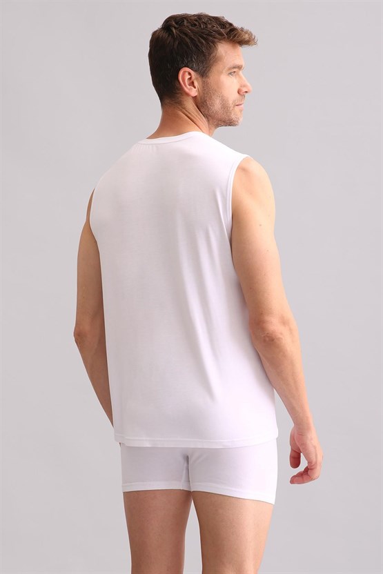 Mısırlı BAMBU ZEUS Regular Fit Bisiklet Yaka Sporcu Atlet / T-Shirt Beyaz