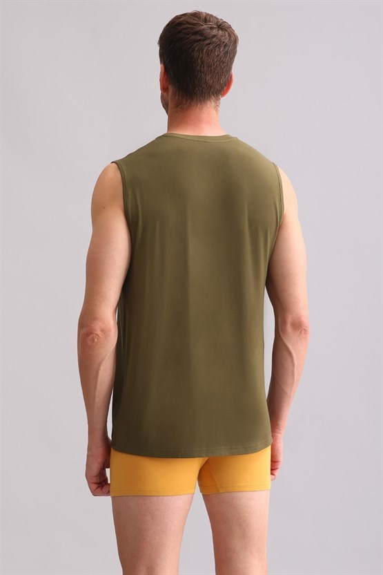 Mısırlı BAMBU ZEUS Regular Fit Bisiklet Yaka Sporcu Atlet / T-Shirt Koyu Haki