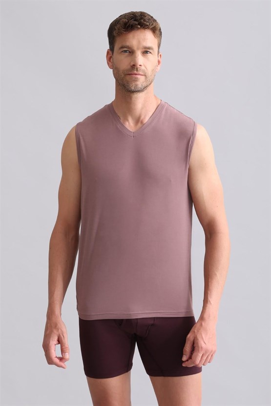 Mısırlı BAMBU ZEUS Regular Fit V Yaka Sporcu Atlet / T-Shirt Lavender