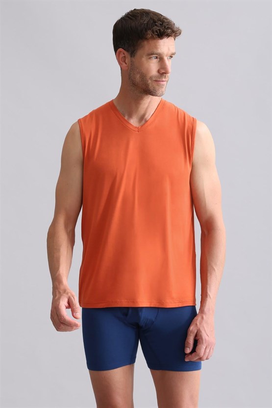 Mısırlı BAMBU ZEUS Regular Fit V Yaka Sporcu Atlet / T-Shirt Pas Kırmızı