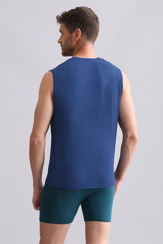 Mısırlı BAMBU ZEUS Regular Fit V Yaka Sporcu Atlet / T-Shirt Gece Mavisi