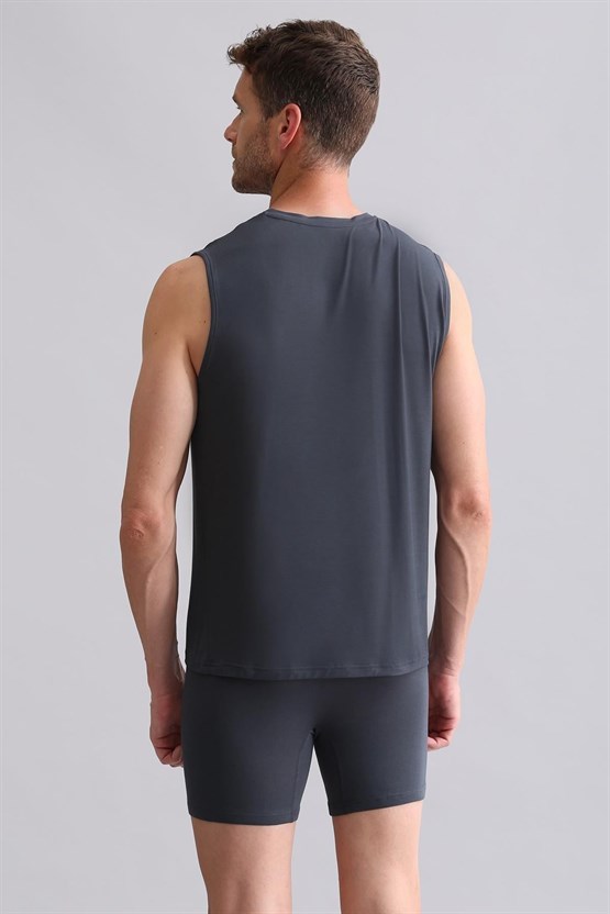 Mısırlı BAMBU ZEUS Regular Fit V Yaka Sporcu Atlet / T-Shirt Antrasit