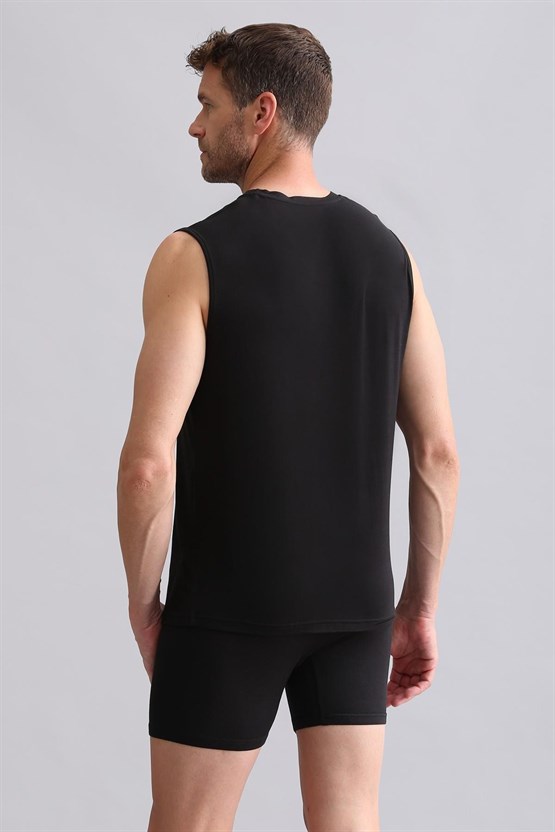 Mısırlı BAMBU ZEUS Regular Fit V Yaka Sporcu Atlet / T-Shirt Siyah