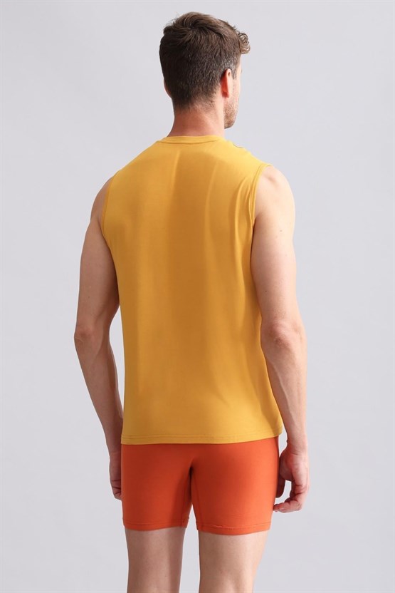 Mısırlı BAMBU ZEUS Regular Fit V Yaka Sporcu Atlet / T-Shirt Hardal