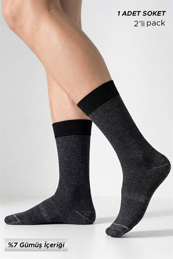 Mısırlı Unisex %7 GÜMÜŞ Madeni içerikli Soket ve Kısa Konç Çorap Siyah