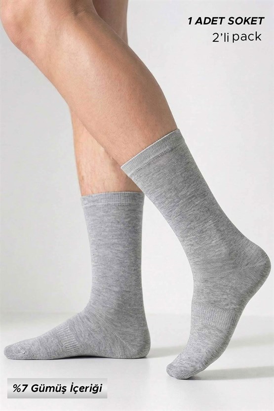 Mısırlı Unisex %7 GÜMÜŞ Madeni içerikli Soket ve Kısa Konç Çorap Gri