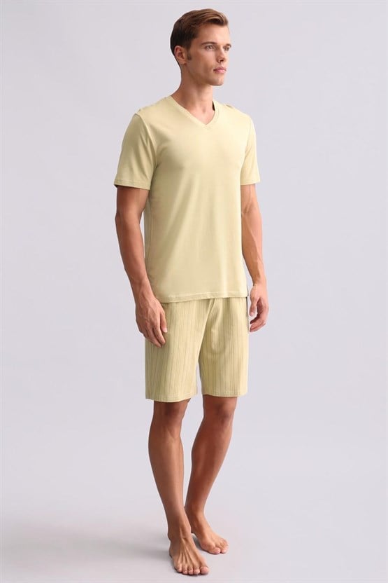 Mısırlı Erkek Bambu V Yaka Tişört Adaçayı Yeşili