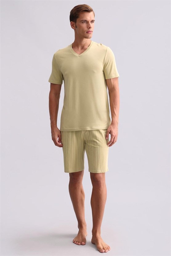 Mısırlı Erkek Bambu V Yaka Tişört Adaçayı Yeşili