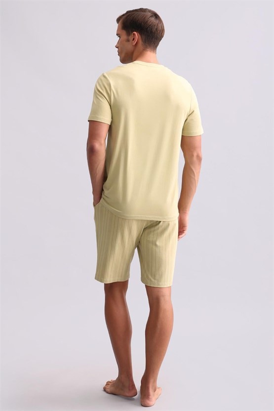 Mısırlı Erkek Bambu V Yaka Tişört Adaçayı Yeşili