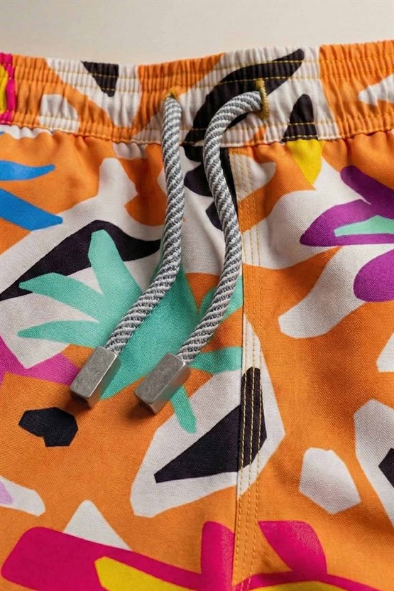 Mısırlı Erkek Desenli Deniz Şort Hardal