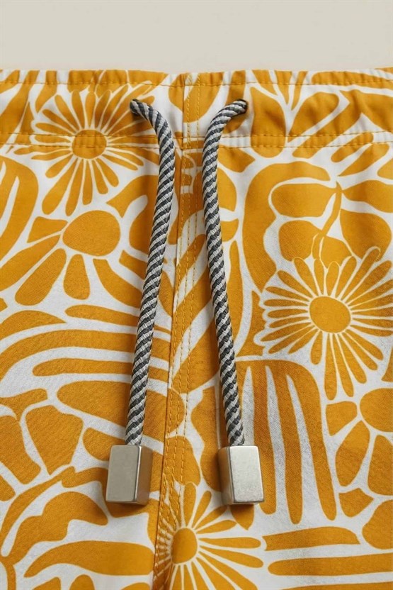 Mısırlı Erkek Desenli Deniz Şort Hardal