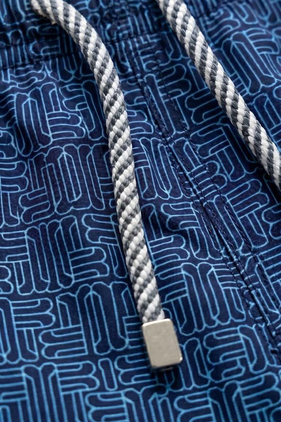 Mısırlı Erkek Desenli Deniz Şort Lacivert