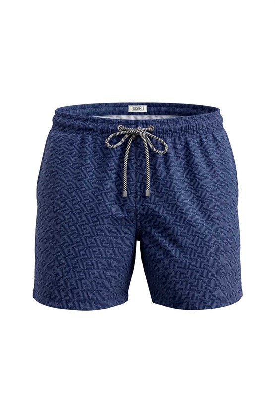 Mısırlı Erkek Desenli Deniz Şort Lacivert