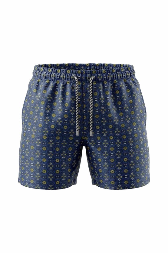 Mısırlı Erkek Desenli Deniz Şort Lacivert