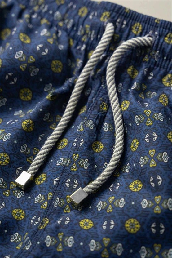 Mısırlı Erkek Desenli Deniz Şort Lacivert