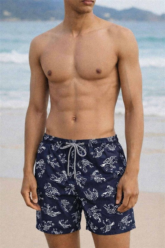 Mısırlı Erkek Desenli Deniz Şort Marin