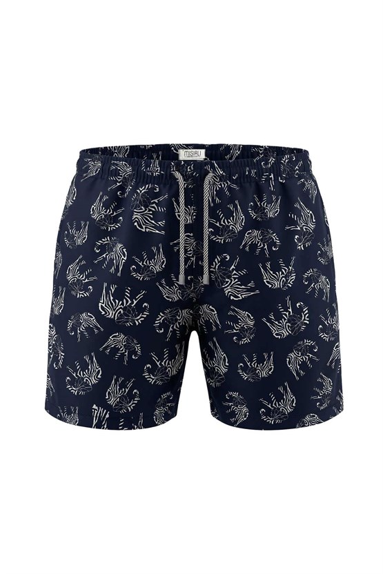 Mısırlı Erkek Desenli Deniz Şort Marin
