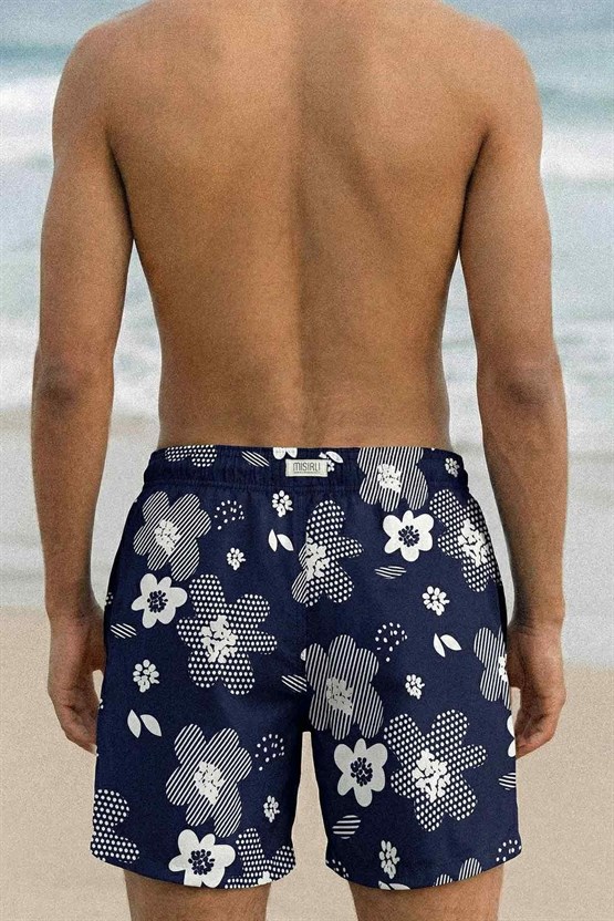 Mısırlı Erkek Desenli Deniz Şort Marin