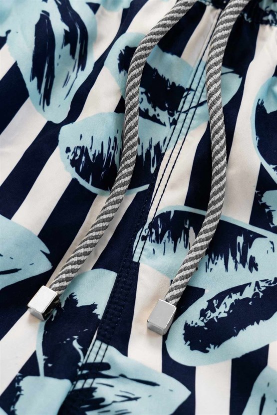 Mısırlı Erkek Desenli Deniz Şort Mavi