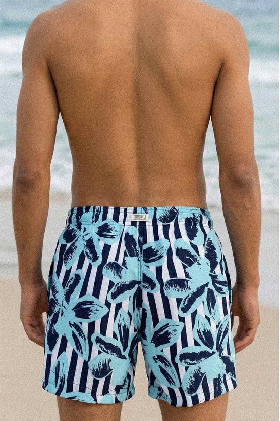 Mısırlı Erkek Desenli Deniz Şort Mavi