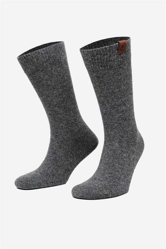 Mısırlı Erkek Kuzu Yünü (Lambswool) Tekli Soket Çorap Füme