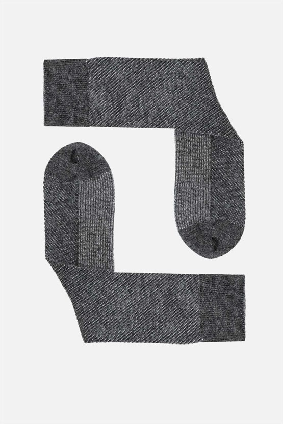 Mısırlı Erkek Kuzu Yünü (Lambswool) Tekli Soket Çorap Füme