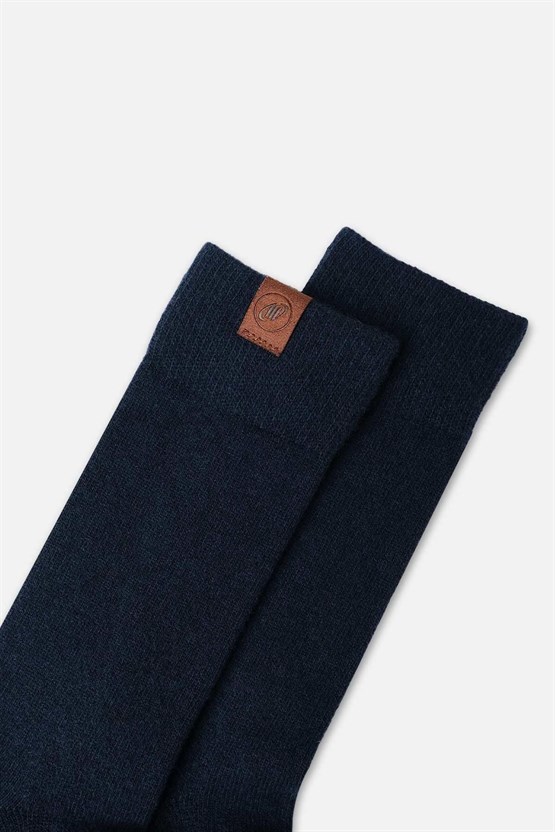 Mısırlı Erkek Kuzu Yünü (Lambswool) Tekli Soket Çorap Lacivert