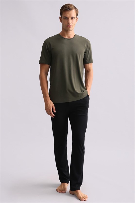 Mısırlı Erkek Modal & Pamuk Karışımlı Kısa Kollu Pijama Takımı Yeşil